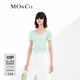 MO&Co.簡(jiǎn)約U領(lǐng)短袖修身收腰正肩短款露臍T恤上衣上裝內搭外穿摩安珂 薄荷綠色 XS 155