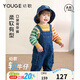 幼歌（YOUGE）嬰幼兒秋季新款寬松軟牛仔背帶褲寶寶舒適元氣直筒長(cháng)褲 牛仔藍 90 cm