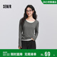 森馬（Semir）長(cháng)袖T恤女春季圓領(lǐng)正肩修身假兩件衣服氣質(zhì)顯瘦內搭101125101001