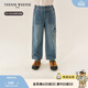 Teenie Weenie Kids小熊童裝男女童休閑工裝風(fēng)直筒牛仔褲 藍色花灰 130 cm