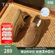 他她（TATA）英倫透氣工裝鞋男鞋棕色勃肯鞋皮鞋夏季新款OCD08BM5 黃棕 38