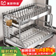 美廚物語(yǔ)廚房置物架碗架碗碟收納架304不銹鋼瀝水刀架筷子筒碗筷收納柜