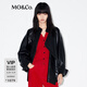 MO&Co.外套新中式立領(lǐng)盤(pán)扣斜襟素皮寬松撞色翻袖輕朋克風(fēng) 黑色 S /160