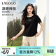 LAGOGO瞬間涼感撞色星空短袖T恤女拉谷谷2025年夏季新款圓領(lǐng)上衣 黑白 M