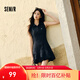 森馬（Semir）連衣裙女polo領(lǐng)無(wú)袖花苞裙甜酷2025夏新款辣妹分割短裙小個(gè)子 深藍80801 XL