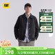 卡特（CAT）新品男士戶(hù)外休閑復古麂皮絨翻領(lǐng)工裝夾克外套 黑色 2XL
