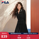 FILA 斐樂(lè )楊冪同款女子連衣裙春新款時(shí)尚休閑寬松收腰翻領(lǐng)連身裙 正黑色-BK XL 175/92A