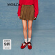 MO&Co.短裙2026春新品復古棕絨中高腰寬壓褶A字半身裙MBF1SKT006 可可棕 S