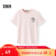 森馬（Semir）短袖T恤女夏季小狗刺繡純棉寬松衣服圖案可愛(ài)休閑女生套頭衫 粉紅A61352 M