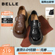百麗（Belle）復古皮帶扣牛皮樂(lè )福鞋女2026春新商場(chǎng)厚底樂(lè )福鞋F2M1DAM6預售 黑色 37