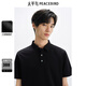 太平鳥(niǎo)男裝 含桑蠶絲翻領(lǐng)短袖t恤POLO衫男B1COF2414 黑色1 XL