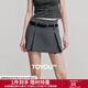 初語(yǔ)復古減齡休閑褲女2025夏季新款搭皮帶短褲miu系百褶裙褲 深灰色 29