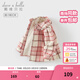 戴維貝拉（DAVE＆BELLA）童裝甜美女寶寶格子衫兒童襯衣加絨小童襯衫女童長(cháng)袖上衣秋冬新款 粉色格【現貨】 110 cm（建議身高100-110cm）