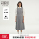 Teenie Weenie小熊春季學(xué)院風(fēng)中長(cháng)款連衣裙氣質(zhì)黑色收腰百褶裙子女 淺灰色 S (160)