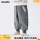 馬·拉?。∕.Latin）馬拉丁兒童褲子25冬新款男女趣味熊貓耳朵加絨保暖休閑衛褲 中雜灰 120