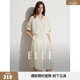 ELLE法式線(xiàn)條感假兩件襯衫式連衣裙女2026春季新款中長(cháng)款氣質(zhì)裙子 米白 L