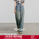 初語(yǔ)修型牛仔｜棉質(zhì)牛仔直筒牛仔褲女2025夏季廢土風(fēng)復古臟臟褲 復古藍 29