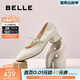 百麗（Belle）復古時(shí)裝瑪麗珍鞋女商場(chǎng)同款質(zhì)感牛皮單鞋E1T1DCQ5預售 米白色 36 (230mm)