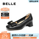 百麗（Belle）氣質(zhì)優(yōu)雅淺口單鞋女商場(chǎng)同款舒適牛皮粗跟單鞋D8Q1DAQ5預售 黑色 37 (235mm)