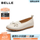百麗（Belle）簡(jiǎn)約蝴蝶結單鞋女2026春新商場(chǎng)同款柔軟羊皮媽媽鞋F3T2DAQ6 米色 38