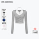 ANN ANDELMAN【尹普美同款】修身掐腰上衣長(cháng)袖T恤掛脖背心假兩件 灰色 M