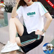 啄木鳥(niǎo)休閑運動(dòng)服套裝女夏2026新款韓版大碼寬松學(xué)生短袖短褲跑步兩件套 三色Vluae[黑白套裝] 3XL [建議145-160斤]
