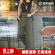 馬登設計感雙褶高腰工裝褲女士闊腿休閑背帶褲春高級感寬松長(cháng)褲子女 軍綠色 S