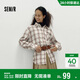 森馬（Semir）[商場(chǎng)同款]長(cháng)袖襯衫女中長(cháng)款格子2025秋寬松落肩襯衣101525105003