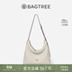 BAGTREE【明星同款】包包樹(shù)圖南頭層植鞣牛皮hobo女包單肩腋下通勤斜挎包 皎月白-中號 高級小眾