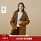 茵曼2025冬季女裝新款休閑百搭連帽雙面呢大衣寬松加厚毛呢外套 棕黃色 S 158-162cm /100-110斤