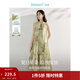 茵曼（INMAN）新中式盤(pán)扣掛脖連衣裙2025夏季女裝新品萊賽爾碎花收腰刺繡長(cháng)裙 橄欖綠 L