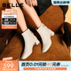 百麗（Belle）氣質(zhì)羊皮時(shí)裝靴女冬季新款商場(chǎng)同款高跟通勤優(yōu)雅短靴3LI44DD5 米白色-單里 36 (230mm)