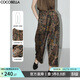 COCOBELLA[清平樂(lè )]新中式緞面印花休閑褲遮肉蘿卜褲PA0012-2 清平樂(lè ) M