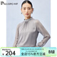 帕羅（PALUOPO）19姆米彈力雙喬春夏女士真絲長(cháng)袖t恤荷葉領(lǐng)褶皺重磅木耳邊緞面衫 藍灰色 M (160/84A)