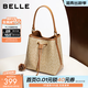 百麗包包女新復古休閑單肩手提菜籃子水桶包X2052DX5 杏色 F