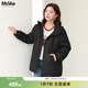 MsShe【輕薄羽絨服沖鋒衣】大碼女裝2025冬裝胖mm加厚外套200斤女 【輕暖防潑】黑色現貨 2XL
