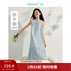 茵曼（INMAN）【涼感亞麻】法式無(wú)袖背心連衣裙女2025年春夏季新品系帶娃娃裙 海藍色 S