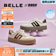 百麗（Belle）張凌赫同款復古板栗德訓鞋女商場(chǎng)款紅色增高厚底板鞋A4L1DAM6預售 米白/棕色 36 (230mm)