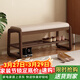 爰京實(shí)木換鞋凳入戶(hù)鞋架門(mén)口雙層軟包穿鞋凳子鞋柜入戶(hù)柜京倉100胡桃