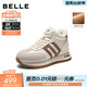 百麗（Belle）小金甘復古跑道高幫鞋女冬季新款商場(chǎng)同款厚底加絨休閑鞋E6Q1DDD5 米色-厚絨 38 (240mm)