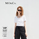 MO&Co.春夏U領(lǐng)短袖T恤LOGO膠章簡(jiǎn)約修身內搭外穿摩安珂 漂白色 建議和客服確認尺碼哦 M 165 建議和客服確認尺碼哦