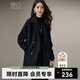 晚白小個(gè)子氣質(zhì)通勤極簡(jiǎn)風(fēng)高級感厚外套夾棉加厚保暖羊毛呢大衣 深藍色 S