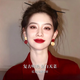 念芙紅金撞色耳環耳釘女復古港風輕奢氣質大氣2026新款爆款高級感百搭 紅金撞色耳環