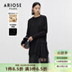 艾諾絲雅詩(shī)ARIOSEYEARS冬裝新款簡(jiǎn)約網(wǎng)紗拼接不規則針織連衣裙女11119837 黑色 L