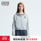 Teenie Weenie小熊女裝時(shí)髦個(gè)性設計感捏褶刺繡連帽開(kāi)衫衛衣外套 中灰色 M