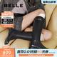 百麗（Belle）周雨彤同款雙子星騎士女冬季商場(chǎng)款牛皮長(cháng)靴B9V1DDG5 經(jīng)典版-黑色 39 (245mm)