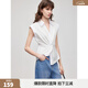ELLE摩登扭結收腰翻領(lǐng)無(wú)袖T恤女2026夏新款顯瘦別致小眾優(yōu)雅短袖 白色 L