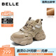百麗（Belle）機能風(fēng)高幫老爹鞋女冬季新款商場(chǎng)加絨厚底增高休閑鞋E6M1DDM5 卡其色-厚絨 37