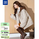 唐獅（TonLion）2025秋冬女針織拼接撞色連帽短款棉衣