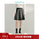茵曼（INMAN）半身裙女士學(xué)院風(fēng)格雷系百褶短裙女高腰顯瘦灰色 深灰色 M